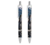 LYHVSFJW Orca Killer Whale Ball Point Pen Retractable Black Ink Ballpoint Pens Super Soft Grip 0.5mm Ink Pen Medium Point Office Pens 2 PCS