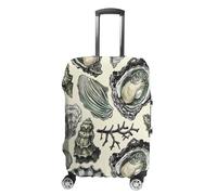 LYHVSFJW Oysters And Shells Luggage Cover Suitcase Covers for Luggages Tsa Approved Travel Luggage Sleeve Protector Elastic Suitcase Protector Anti-Scratch Washable Fits 19-32 Inch Case, white, M