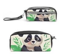 LYHVSFJW Panda Star Pencil Case, Large Capacity Pencil Pouch with Zipper, Coin Pouch Cosmetic Bag Leather Pen Bag for Office Stationery Cosmetics