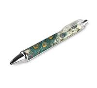 LYHVSFJW Peacock Pattern Ball Point Pen Retractable Black Ink Ballpoint Pens Super Soft Grip 0.5mm Ink Pen Medium Point Office Pens 1 PCS