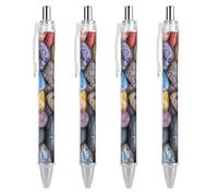 LYHVSFJW Pebbles And Rocks Ball Point Pen Retractable Black Ink Ballpoint Pens Super Soft Grip 0.5mm Ink Pen Medium Point Office Pens 4 PCS