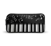 LYHVSFJW Piano Keys With Musical Notes Pencil Pouch - Large Capacity Pencil Case Aesthetic Makeup Bag with Zipper Cute Pen Bags for Stationery, Art Supplies, Travel Essentials