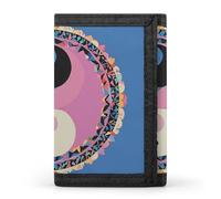 LYHVSFJW Pink Panda Cotton TriFold Wallet with 8 Card Slots, Slim Zipper Coin Pocket, Divided Billfold for Men Women, Yin Yang Pattern, One Size, Modern