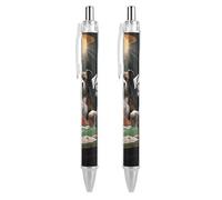 LYHVSFJW Playing Poker Dogs Ball Point Pen Retractable Black Ink Ballpoint Pens Super Soft Grip 0.5mm Ink Pen Medium Point Office Pens 2 PCS