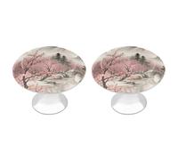LYHVSFJW Plum Blossom Landscape 2 Pack Cabinet Knobs Drawer Pulls Decorative Stainless Steel Dresser Knobs Bathroom Furniture Cabinet Hardware for Kitchen, Door & Drawer, Wardrobe, Cupboard