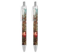 LYHVSFJW Pomegranate Tree Ball Point Pen Retractable Black Ink Ballpoint Pens Super Soft Grip 0.5mm Ink Pen Medium Point Office Pens 2 PCS