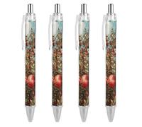 LYHVSFJW Pomegranate Tree Ball Point Pen Retractable Black Ink Ballpoint Pens Super Soft Grip 0.5mm Ink Pen Medium Point Office Pens 4 PCS