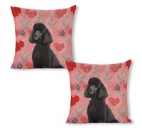 LYHVSFJW Poodles Dogs Throw Pillow Covers Decorative Linen Cushion Case Boho Farmhouse Pillowcase Soft Double-Sided Cushion Covers for Sofa Couch Bedroom Living Room Home Decor 18"x18"（2pcs）