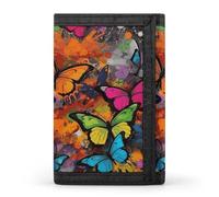 LYHVSFJW Portrait Of Pug TriFold Wallet with 8 Card Slots, Slim Zipper Coin Pocket, Divided Billfold for Men Women, Art Graffiti Butterflies Print, One Size, Modern