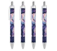 LYHVSFJW Purple Elephant Ball Point Pen Retractable Black Ink Ballpoint Pens Super Soft Grip 0.5mm Ink Pen Medium Point Office Pens 4 PCS