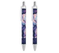 LYHVSFJW Purple Elephant Ball Point Pen Retractable Black Ink Ballpoint Pens Super Soft Grip 0.5mm Ink Pen Medium Point Office Pens 2 PCS