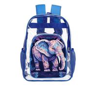 LYHVSFJW Purple Elephant Transparent Bag Laptop Sleeve See Through Casual Backpack Large PVC Clear Backpacks, Blue, 43X32.5cm