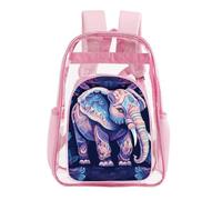 LYHVSFJW Purple Elephant Transparent Bag Laptop Sleeve See Through Casual Backpack Large PVC Clear Backpacks, Pink, 43X32.5cm