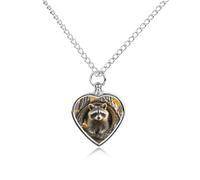 LYHVSFJW Raccoon in The Fall Tree Hole Urn Necklace for Ashes Heart Cremation Necklace Dogs Cats Urn Pendant Pet Cremation Jewelry Locket Jewelry Keepsake Pendant Memorial Pendants for Puppy Pet