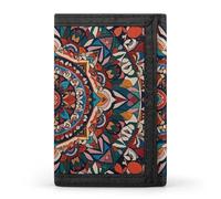 LYHVSFJW Rainbow Hearts Pattern TriFold Wallet with 8 Card Slots, Slim Zipper Coin Pocket, Divided Billfold for Men Women, Mandala Tapestry, One Size, Modern