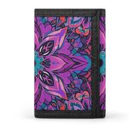 LYHVSFJW Rainbow Hearts Pattern TriFold Wallet with 8 Card Slots, Slim Zipper Coin Pocket, Divided Billfold for Men Women, Mandala Stylized, One Size, Modern