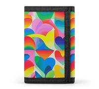 LYHVSFJW Rainbow Hearts Pattern TriFold Wallet with 8 Card Slots, Slim Zipper Coin Pocket, Divided Billfold for Men Women, Rainbow Hearts Pattern, One Size, Modern