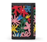 LYHVSFJW Rainbow Hearts Pattern TriFold Wallet with 8 Card Slots, Slim Zipper Coin Pocket, Divided Billfold for Men Women, Paper Cut Flowers, One Size, Modern
