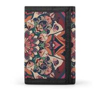 LYHVSFJW Rainbow Hearts Pattern TriFold Wallet with 8 Card Slots, Slim Zipper Coin Pocket, Divided Billfold for Men Women, Vintage Mandala, One Size, Modern
