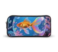 LYHVSFJW Rainbow - Tailed Goldfish Pencil Pouch - Large Capacity Pencil Case Aesthetic Makeup Bag with Zipper Cute Pen Bags for Stationery, Art Supplies, Travel Essentials