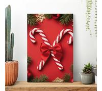 LYHVSFJW Red Christmas Candy Canvas Prints Artwork for Walls Canvas Wall Art for Bedroom Modern Picture Artwork Painting for Living Room Aesthetic Wall Paintings 16x24inch(40x60cm)