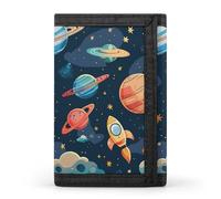 LYHVSFJW Red Dragon Fruit Pattern TriFold Wallet with 8 Card Slots, Slim Zipper Coin Pocket, Divided Billfold for Men Women, Cartoon Planet Pattern, One Size, Modern