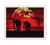 LYHVSFJW Red Full Moon Elephants Diamond Art Kits for Adults Diamond Painting Kits for Beginners Diamonds Art Painting 5d DIY Full Drill Round Gem Arts Crafts Paintings for Home Wall Decor 16"x20"