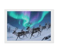 LYHVSFJW Reindeer Under Aurora Diamond Art Kits for Adults Diamond Painting Kits for Beginners Diamonds Art Painting 5d DIY Full Drill Round Gem Arts Crafts Paintings for Home Wall Decor 8"x12"