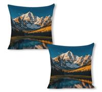LYHVSFJW Rocky Mountain Range Throw Pillow Covers Decorative Linen Cushion Case Boho Farmhouse Pillowcase Soft Double-Sided Cushion Covers for Sofa Couch Bedroom Living Room Home Decor 18"x18"（2pcs）