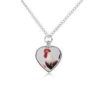 LYHVSFJW Rooster Red White Pink Rose Urn Necklace for Ashes Heart Cremation Necklace Dogs Cats Urn Pendant Pet Cremation Jewelry Locket Jewelry Keepsake Pendant Memorial Pendants for Puppy Pet
