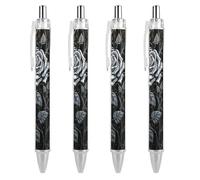 LYHVSFJW Rose Gothic Ball Point Pen Retractable Black Ink Ballpoint Pens Super Soft Grip 0.5mm Ink Pen Medium Point Office Pens 4 PCS