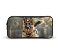 LYHVSFJW Running German Shepherd Dog Pencil Pouch - Large Capacity Pencil Case Aesthetic Makeup Bag with Zipper Cute Pen Bags for Stationery, Art Supplies, Travel Essentials