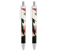 LYHVSFJW Samurai Ball Point Pen Retractable Black Ink Ballpoint Pens Super Soft Grip 0.5mm Ink Pen Medium Point Office Pens 2 PCS