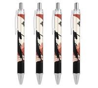 LYHVSFJW Samurai Ball Point Pen Retractable Black Ink Ballpoint Pens Super Soft Grip 0.5mm Ink Pen Medium Point Office Pens 4 PCS