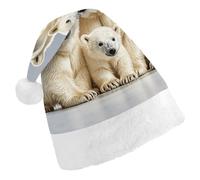 LYHVSFJW Santa Hat for Adults Polar Bear And Cub Christmas Plush Hat - Festive Party Costume Accessory for Xmas