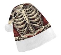 LYHVSFJW Santa Hat for Adults Skeleton Reading Christmas Plush Hat - Festive Party Costume Accessory for Xmas