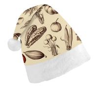 LYHVSFJW Santa Hat for Adults Sketch Style Vegetables Christmas Plush Hat - Festive Party Costume Accessory for Xmas