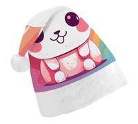 LYHVSFJW Santa Hat for Adults Smiling Bunny Christmas Plush Hat - Festive Party Costume Accessory for Xmas