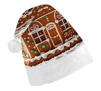 LYHVSFJW Santa Hat for Adults Sweet Gingerbread House Christmas Plush Hat - Festive Party Costume Accessory for Xmas