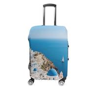 LYHVSFJW Santorini Greek Island Sea View Luggage Cover Suitcase Covers for Luggages Tsa Approved Travel Luggage Sleeve Protector Elastic Suitcase Protector Anti-Scratch Washable Fits 19-32 Inch Case