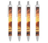 LYHVSFJW Sea Lighthouse in Sunset Ball Point Pen Retractable Black Ink Ballpoint Pens Super Soft Grip 0.5mm Ink Pen Medium Point Office Pens 4 PCS