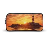 LYHVSFJW Sea Lighthouse in Sunset Pencil Pouch - Large Capacity Pencil Case Aesthetic Makeup Bag with Zipper Cute Pen Bags for Stationery, Art Supplies, Travel Essentials