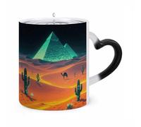LYHVSFJW Shining Desert Color Changing Mugs Heat Sensitive Coffee Mug 11 Oz Novelty Ceramic Cup with Handle Magic Cups Temperature Changing Coffee Tumblers Funny Gifts for Women Men