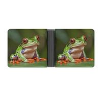 LYHVSFJW Slim Leather Wallet for Men - Cute Bunny Bifold Credit Card Holder with Money Clip & 6 ID Window, red eyed frog, One Size, Modern