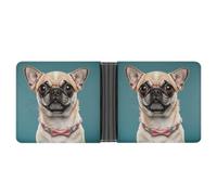 LYHVSFJW Slim Leather Wallet for Men - Cute Dog Bifold Credit Card Holder with Money Clip & 6 ID Window, Cute Chihuahua Pug, One Size, Modern