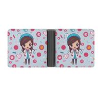 LYHVSFJW Slim Leather Wallet for Men - Elephant Bifold Credit Card Holder with Money Clip & 6 ID Window, Cute Nurse, One Size, Modern