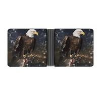 LYHVSFJW Slim Leather Wallet for Men - Hand Drawn Floral Dragonfly Bifold Credit Card Holder with Money Clip & 6 ID Window, North American Bald Eagle, One Size, Modern