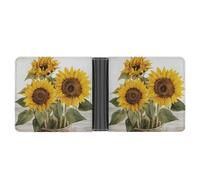 LYHVSFJW Slim Leather Wallet for Men - Happy Mother Day Bifold Credit Card Holder with Money Clip & 6 ID Window, Alluring Sunflowers Summer, One Size, Modern