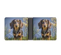 LYHVSFJW Slim Leather Wallet for Men - Mother Bear And Cubs Bifold Credit Card Holder with Money Clip & 6 ID Window, Pad Dachshund, One Size, Modern