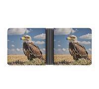 LYHVSFJW Slim Leather Wallet for Men - Poker Tournament Bifold Credit Card Holder with Money Clip & 6 ID Window, A lone eagle, One Size, Modern
